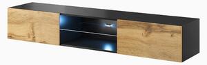 MEBLINE TV stolík VIGO GLASS VG11G čierny / dub wotan