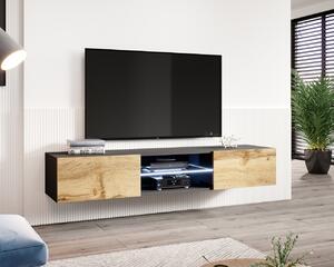 MEBLINE TV stolík VIGO GLASS VG11G čierna / dub wotan