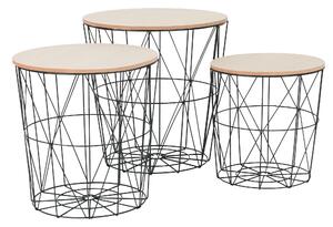 Tutumi, drôtený kávový stolík 41x41x37,5 cm, veľkosť M, čierna-hnedá, KRZ-08602