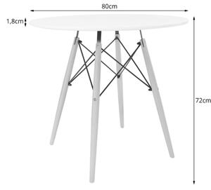 TODI Okrúhly stôl 80cm - biely