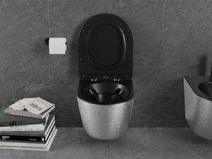 Mexen Lena, závesná toaletná misa 480x360x355 mm s pomaly padajúcim sedátkom, čierna matná - strieborná, 30224073