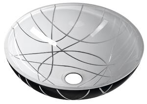 SAPHO MURANO LINEA sklenené umývadlo okrúhle 40x14 cm, čierna / biela AL5318-13