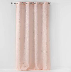 Elegantný záves zdobený lesklým strieborným vzorom 140x260 cm Ružová