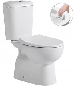 Cerano Favo, WC kombi Rimless 63x37,5 cm, spodný odpad + sedátko, biela lesklá, CER-CER-428437