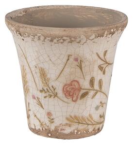 Keramický obal na květináč s kvítky Floral Cartoon S - Ø 9*8 cm - Clayre & Eef
