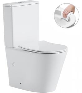 Cerano Carlito, WC kombi Rimless 610x365x850 mm, spodný/zadný odpad + UF toaletné sedátko, biela lesklá, CER-CER-417383