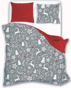 Bavlnené obliečky s potlačou vianočných vzorov Sivá