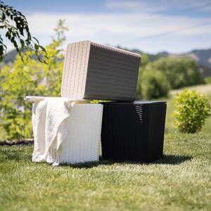 KONDELA Záhradný úložný box/príručný stolík, biela, UGUR
