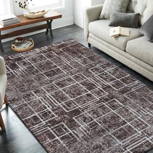 Štýlový hebký koberec so vzorom Hnedá Šírka: 60 cm | Dĺžka: 100 cm