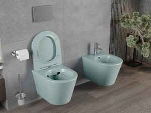 Mexen Rico, závesné WC Rimless s WC doskou slim, duroplast, zelená matná, 30724048