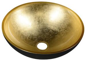 SAPHO MURANO BLACK-GOLD sklenené umývadlo okrúhle 40x14 cm, čierna/zlatá AL5318-77