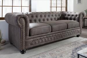 (2909) INGLESE Chesterfield trojsed vintage sivá/taupe