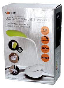 Solight Solight LED stmievateľná lampička 2v1, podstavec aj klip, 5W 4000K, 3 farebné kryty
