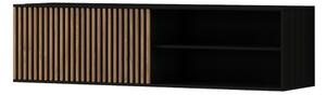 AKCIA Závesný TV stolík MEORATI 150x40 cm, čierna/dub artisan II. trieda