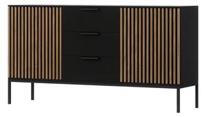 Komoda MEORATI 150x40 cm, čierna/dub artisan