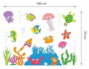 Farebné samolepky podmorský svet 100 x 75 cm
