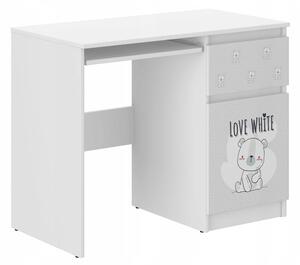 Detský písací stôl s rozkošným medvedíkom 77x50x96 cm Biela