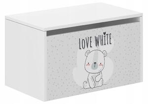 Detský úložný box s macíkom 40x40x69 cm Biela