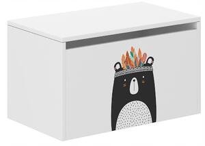 Detský úložný box s krásnym medveďom 40x40x69 cm Biela