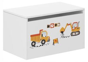 Detský úložný box pre malých stavbárov 40x40x69 cm Biela