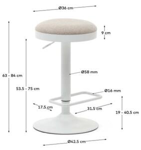 Béžové čalúnené barové stoličky v súprave s nastaviteľnou výškou 2 ks (výška sedadla 53,5 cm) Zaib – Kave Home