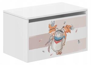 Detský úložný box so zvieratkami 40x40x69 cm Biela