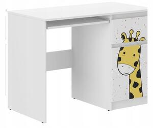 Detský písací stôl s milou žirafou 77x50x96 cm Biela