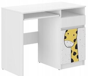 Detský písací stôl s veľkou žirafou 76x50x96 cm Biela