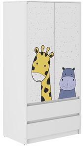 Detská šatníková skriňa s veľkou žirafou 180x55x90 cm Biela