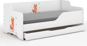 Detská posteľ s milou líškou 160x80 cm Biela