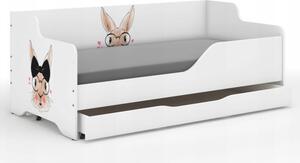 Detská posteľ s rozkošným zajačikom 160x80 cm Biela