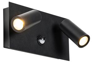 Vonkajšie nástenné svietidlo čierne vrátane LED 2-svetelného pohybového senzora - Simon