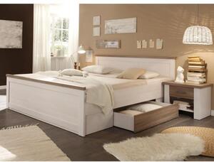 Manželská posteľ 180 cm Dawa (ul. priestor + 2ks stolík) (biela + dub sonoma). Vlastná spoľahlivá doprava až k Vám domov. 808163