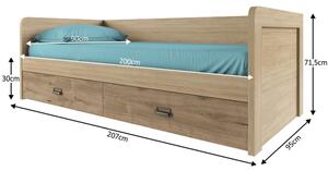 Jednolôžková posteľ 90 cm Mirach 2S/90 (s roštom a úl. priestorom). Vlastná spoľahlivá doprava až k Vám domov. 808478