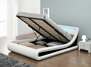 Manželská posteľ 160 cm Milda (s roštom, úl. priestorom a LED). Vlastná spoľahlivá doprava až k Vám domov. 808748