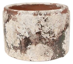 Dekoratívny béžovo-hnedy antik terakotový kvetináč Teracci - Ø 18*11 cm - Clayre & Eef