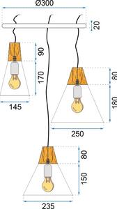 Toolight - Závesná stropná lampa Scandi - šedá - APP068-3CPR