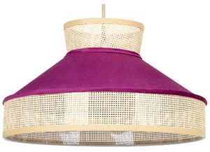 Závesná lampa ružový zamat prírodné ratanové tienidlo boho dizajn závesné svietidlo