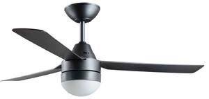 Stropný ventilátor Megara so svetlom, titánová farba, 122 cm, tichý – Beacon Beacon Lighting, Megara, Sivá, Obývacia izba, Plast, Moderný