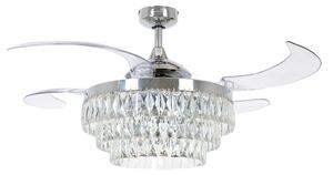 Stropný ventilátor Fanaway Veil s osvetlením, chróm, tichý – Beacon Beacon Lighting, Fanaway Veil, Transparentná, Obývacia izba, Plast