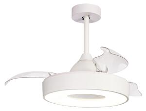 Stropný ventilátor Coin Mini LED, biely, DC, tichý, Ø 91 cm – Mantra Mantra Iluminación, Coin Mini, stmievateľné, Biela, Obývacia izba, Plast, Moderný