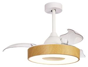 Stropný ventilátor Coin Mini LED, drevo, DC, tichý, CCT – Mantra Mantra Iluminación, Coin Mini, stmievateľné, Biela, Obývacia izba, Plast, Moderný