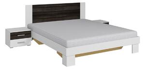 Manželská posteľ 160 cm Verwood Typ 51 (biela + orech) (s noč. stolíkmi). Vlastná spoľahlivá doprava až k Vám domov. 602006