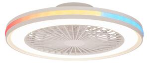 Herný veľký stropný ventilátor s LED, biely, DC, tichý, RGB – Mantra Mantra Iluminación, Gamer Big, stmievateľné, Biela, Obývacia izba, Plast, Moderný