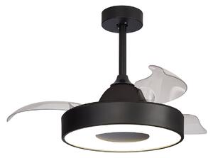 Stropný ventilátor Coin Mini LED, čierny, DC, tichý, CCT – Mantra Mantra Iluminación, Coin Mini, stmievateľné, Čierna, Obývacia izba, Plast, Moderný