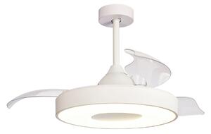 Stropný ventilátor Coin s LED osvetlením, biely, tichý, DC, CCT – Mantra Mantra Iluminación, Coin, stmievateľné, Biela, Obývacia izba, Plast, Moderný