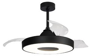 Stropný ventilátor Coin s LED osvetlením, čierny, tichý, DC, CCT – Mantra Mantra Iluminación, Coin, stmievateľné, Čierna, Obývacia izba, Plast, Moderný