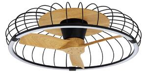Stropný ventilátor Nature LED, aplikácia CCT, čierna/buk – Mantra Mantra Iluminación, Nature, stmievateľné, Čierna, Obývacia izba, Plast