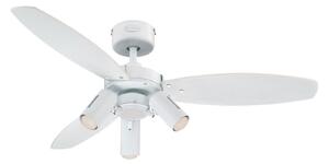 Ventilátor so svetlom Jet Plus, 3-pl., biely/drevený, Westinghouse Westinghouse, Jet Plus, Biela, Obývacia izba, Drevo, Industriálny