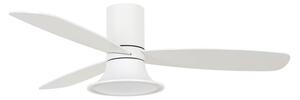 Stropný ventilátor Flusso s osvetlením, biely, Ø 132 cm, tichý – Beacon Beacon Lighting, Flusso, stmievateľné, Biela, Obývacia izba, Drevo, Moderný